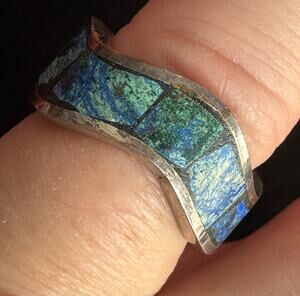 Vintage Sterling Silver and Enameled Ring Sz 6